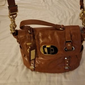 Badgley Mischka caramel leather satchel